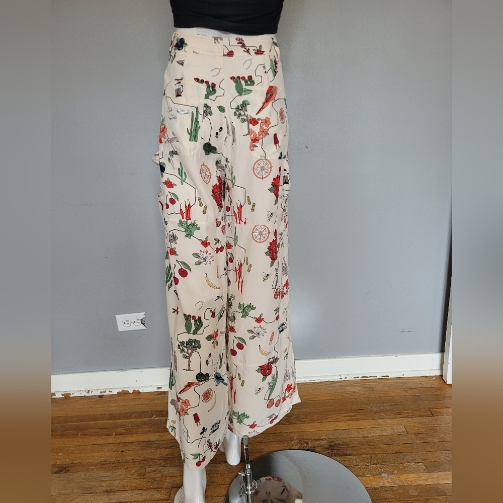 Tory Burch Silk Printed Wide Leg Pants, VGUC, Size 8 - Picture 4 of 9